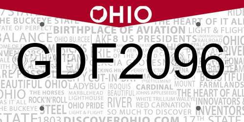 GDF2096 Ohio License Plate
