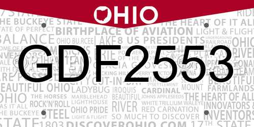 GDF2553 Ohio License Plate