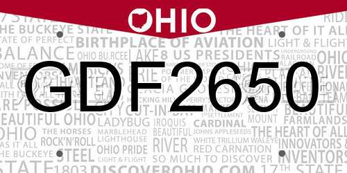 GDF2650 Ohio License Plate
