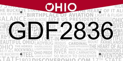 GDF2836 Ohio License Plate