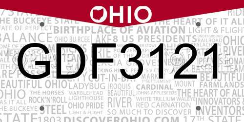 GDF3121 Ohio License Plate