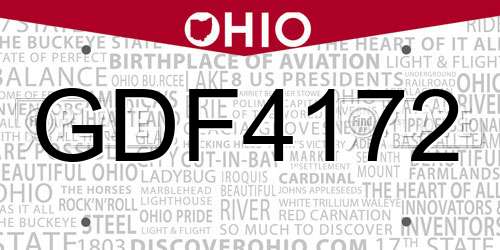 GDF4172 Ohio License Plate