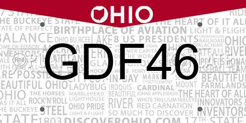 GDF46 Ohio License Plate