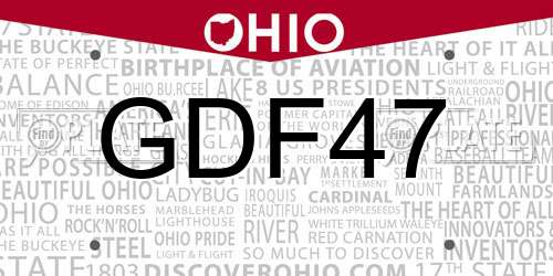 GDF47 Ohio License Plate