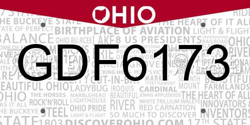 GDF6173 Ohio License Plate