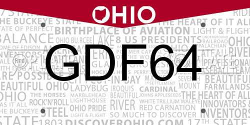 GDF64 Ohio License Plate