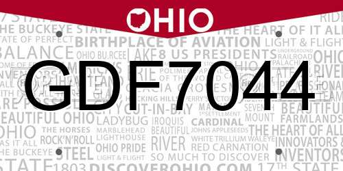 GDF7044 Ohio License Plate
