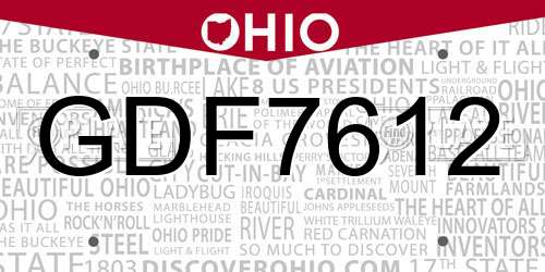 GDF7612 Ohio License Plate