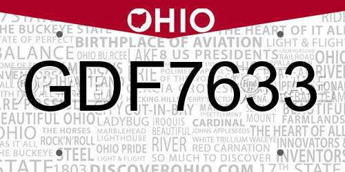 GDF7633 Ohio License Plate