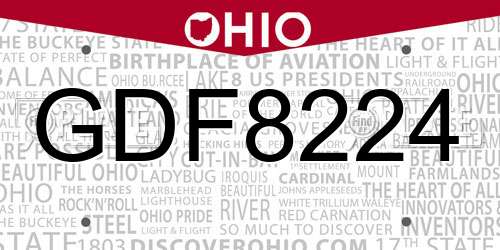 GDF8224 Ohio License Plate
