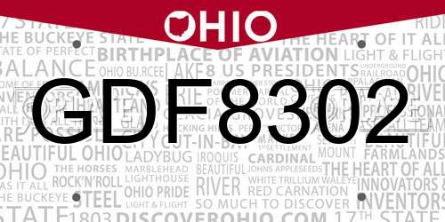 GDF8302 Ohio License Plate