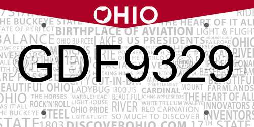 GDF9329 Ohio License Plate