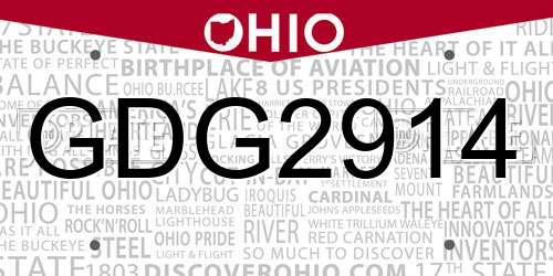 GDG2914 Ohio License Plate