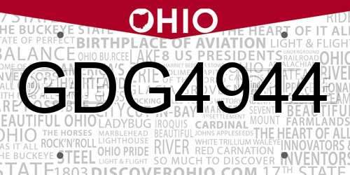GDG4944 Ohio License Plate