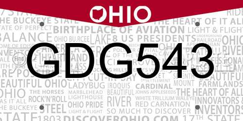 GDG543 Ohio License Plate