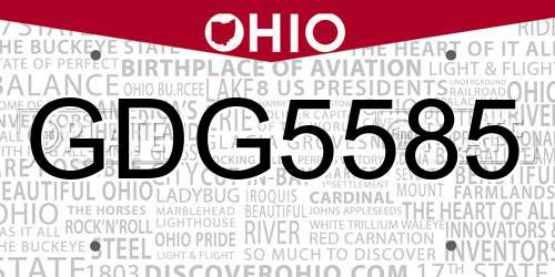 GDG5585 Ohio License Plate
