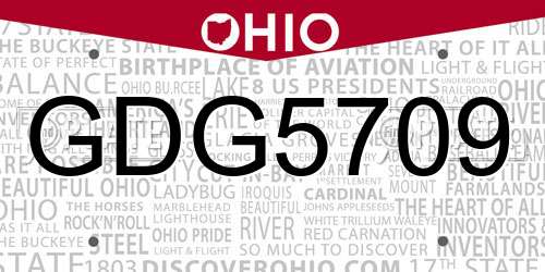GDG5709 Ohio License Plate