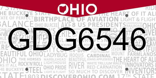 GDG6546 Ohio License Plate