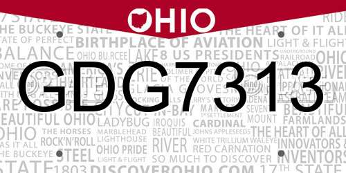GDG7313 Ohio License Plate