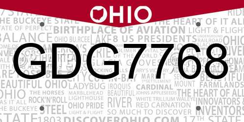 GDG7768 Ohio License Plate
