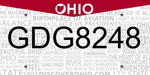 GDG8248 Ohio License Plate