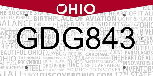 GDG843 Ohio License Plate