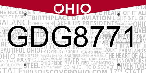 GDG8771 Ohio License Plate