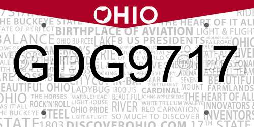 GDG9717 Ohio License Plate