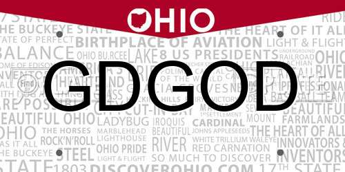 GDGOD Ohio License Plate
