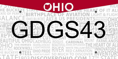 GDGS43 Ohio License Plate