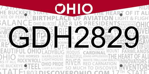 GDH2829 Ohio License Plate