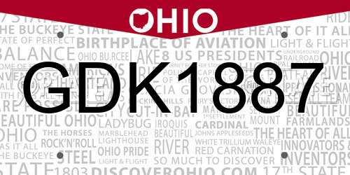 GDK1887 Ohio License Plate