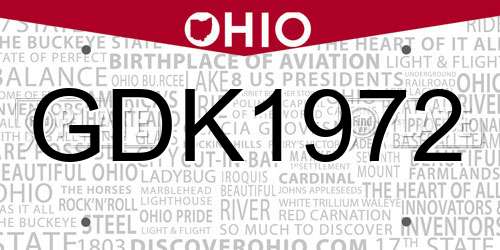GDK1972 Ohio License Plate