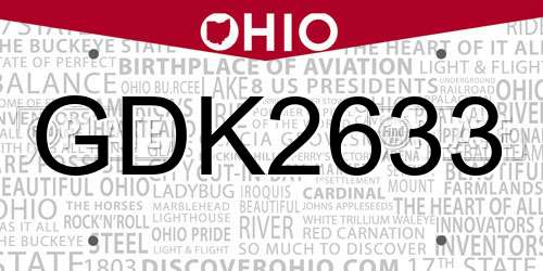 GDK2633 Ohio License Plate