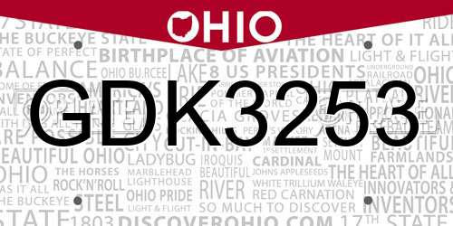 GDK3253 Ohio License Plate