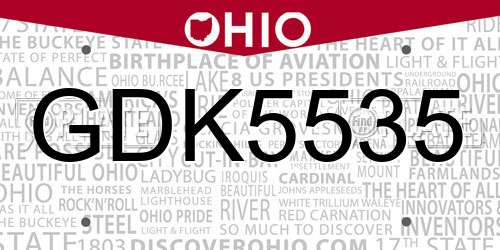 GDK5535 Ohio License Plate