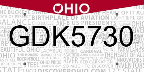 GDK5730 Ohio License Plate