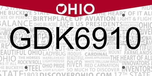 GDK6910 Ohio License Plate