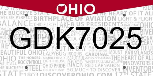 GDK7025 Ohio License Plate