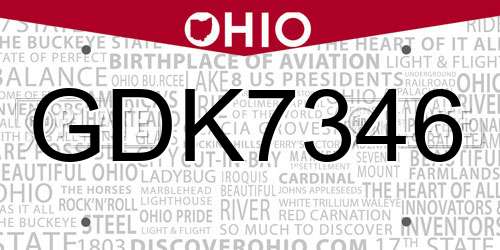 GDK7346 Ohio License Plate