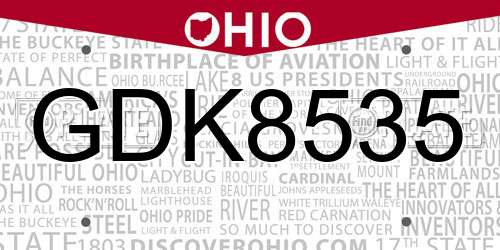GDK8535 Ohio License Plate