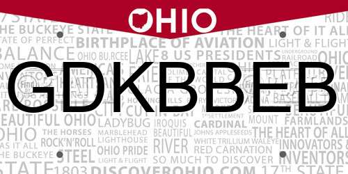 GDKBBEB Ohio License Plate