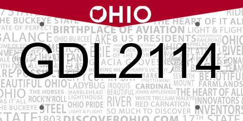 GDL2114 Ohio License Plate