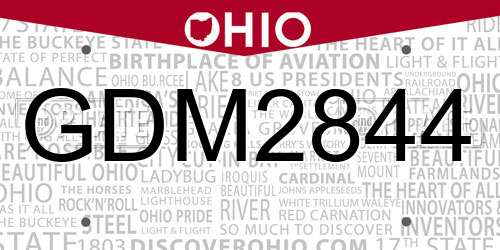GDM2844 Ohio License Plate