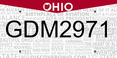GDM2971 Ohio License Plate