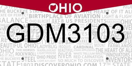 GDM3103 Ohio License Plate