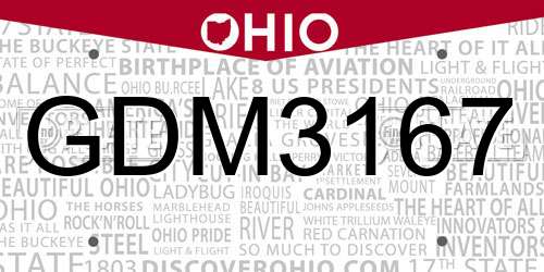 GDM3167 Ohio License Plate