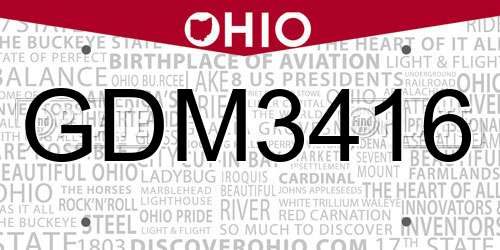 GDM3416 Ohio License Plate