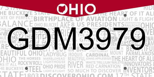 GDM3979 Ohio License Plate