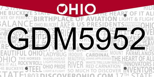 GDM5952 Ohio License Plate